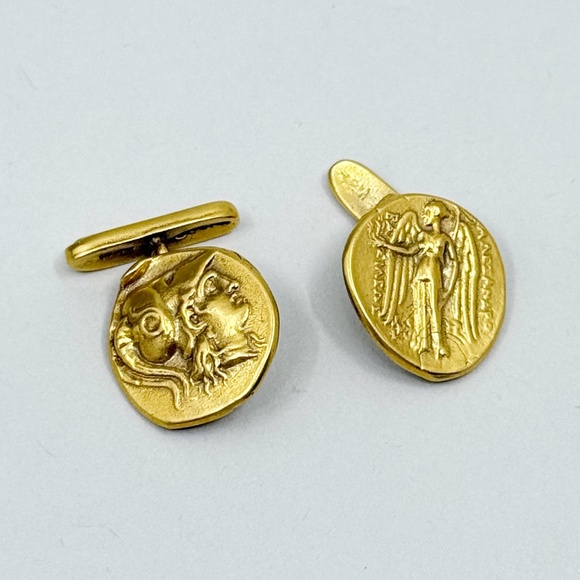 MMA Metropolitan Museum of Art Greek Coin gold tone cufflinks - GM72 - Picture 3 of 6